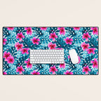 Tropical Hibiscus Pattern Pink Desk Mat Gallery Image 1