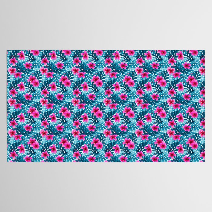 Tropical Hibiscus Pattern Pink Tablecloth Gallery Image 2