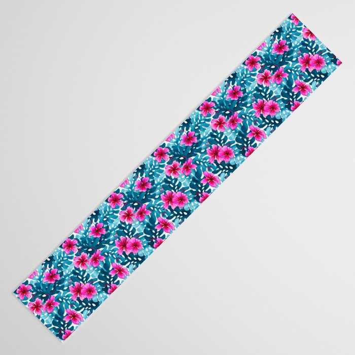 Tropical Hibiscus Pattern Pink Table Runner Gallery Image 3