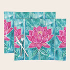 Sacred Lotus - Magenta Blossom with Turquoise Wash Placemat Gallery Image 1