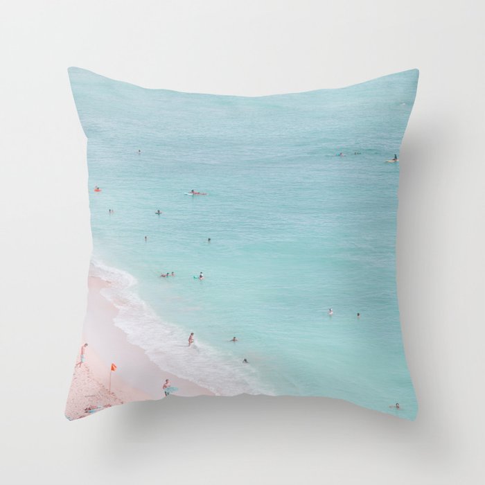 Waikiki Beach Aerial - Ocean Photography Throw Pillow Gallery Image 1