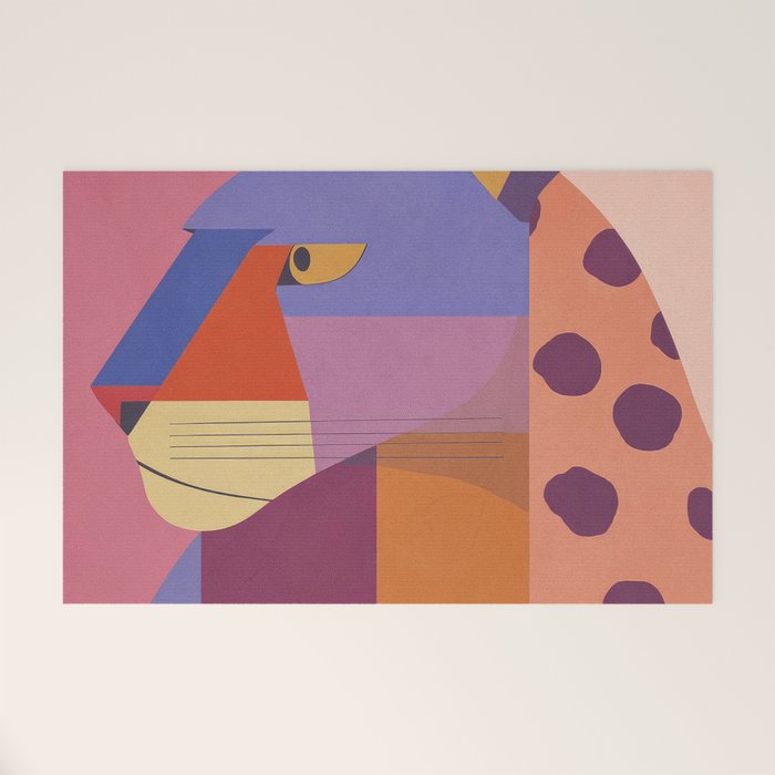 Abstract Leopard Portrait Welcome Mat Gallery Image 1