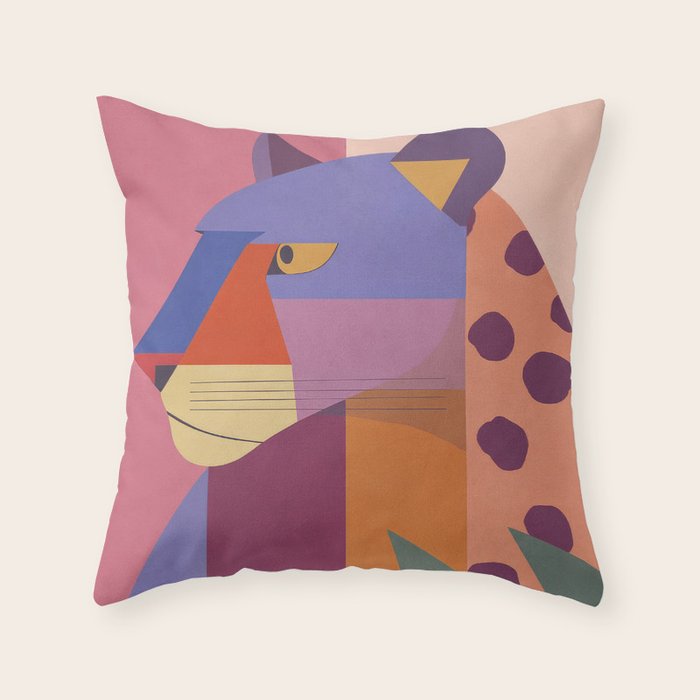 Abstract Leopard Portrait Throw Pillow Gallery Image 6