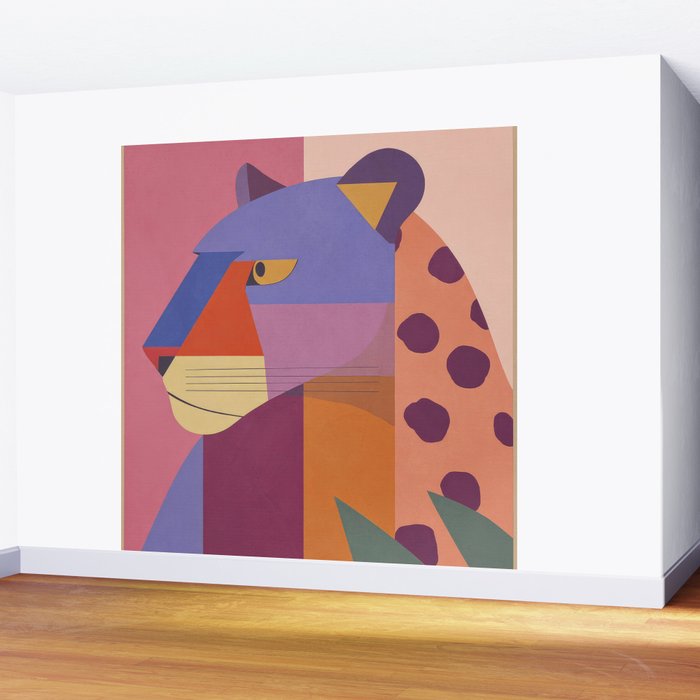Abstract Leopard Portrait Wall Mural Gallery Image 2