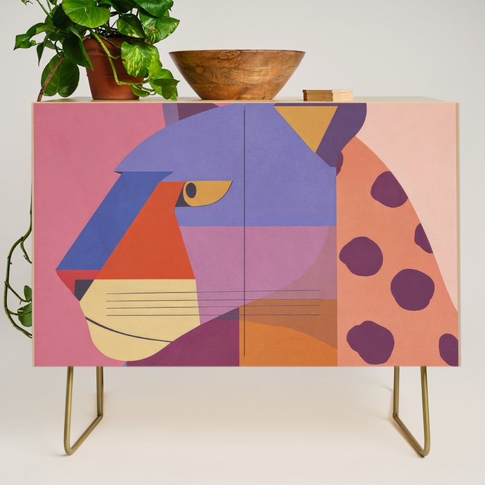 Abstract Leopard Portrait Credenza Gallery Image 1