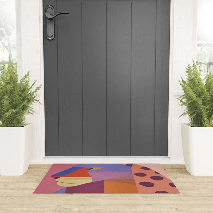 Abstract Leopard Portrait Welcome Mat Gallery Image 3