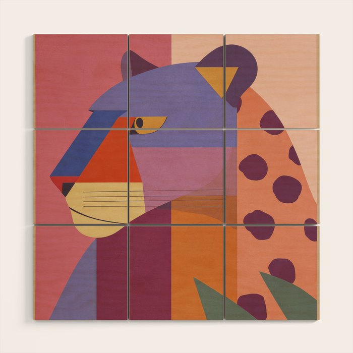 Abstract Leopard Portrait Wood Wall Art Gallery Image 1