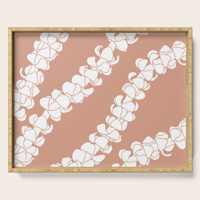 Puakenikeni single lei art on Coral Dust Serving Tray Gallery Image 1
