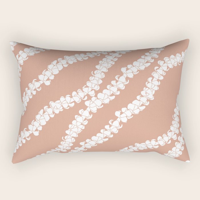 Puakenikeni single lei art on Coral Dust Rectangular Pillow Gallery Image 2
