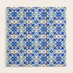 Greek Blue and White Pattern Spanish Tiles Amalfi Coast Pattern Wood Wall Art Gallery Image 1