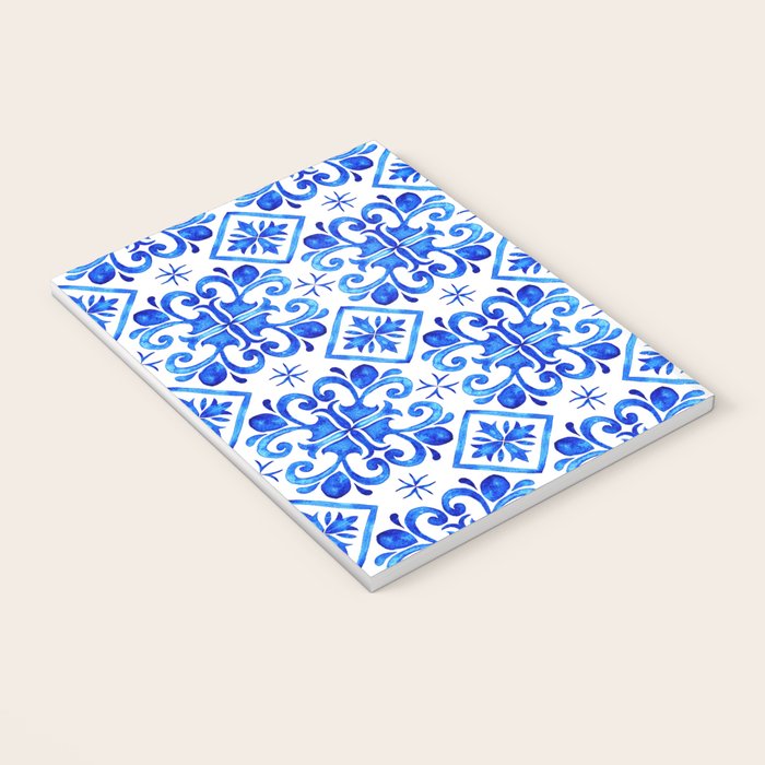 Greek Blue and White Pattern Spanish Tiles Amalfi Coast Pattern Notebook Gallery Image 3
