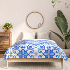 Greek Blue and White Pattern Spanish Tiles Amalfi Coast Pattern Comforter Gallery Image 3