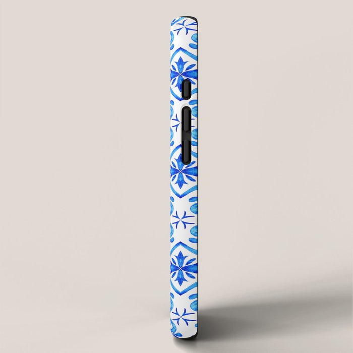 Greek Blue and White Pattern Spanish Tiles Amalfi Coast Pattern iPhone Case Gallery Image 2