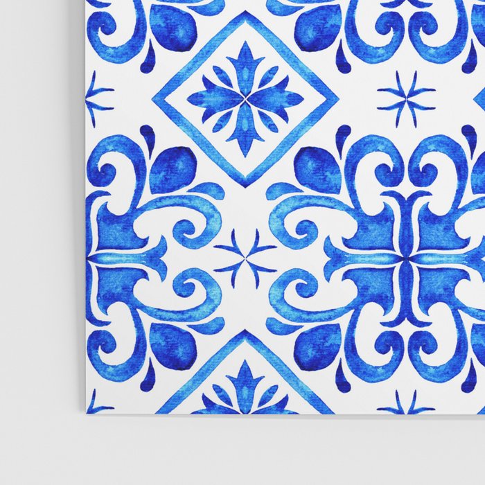 Greek Blue and White Pattern Spanish Tiles Amalfi Coast Pattern Poster Gallery Image 3