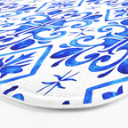 Greek Blue and White Pattern Spanish Tiles Amalfi Coast Pattern Bath Mat Gallery Image 3