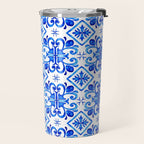 Greek Blue and White Pattern Spanish Tiles Amalfi Coast Pattern Travel Mug Gallery Image 2