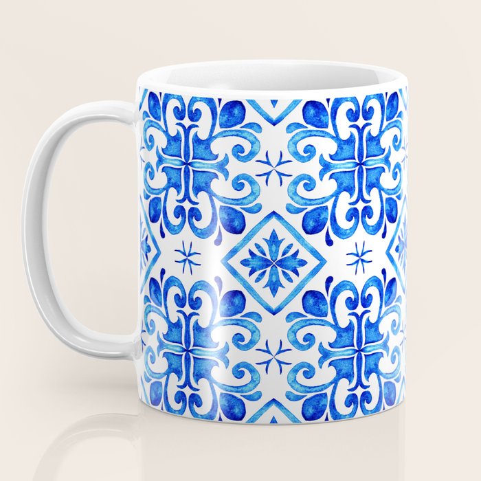 Greek Blue and White Pattern Spanish Tiles Amalfi Coast Pattern Coffee Mug Gallery Image 3