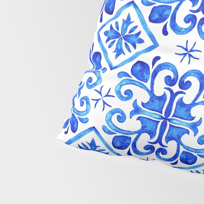 Greek Blue and White Pattern Spanish Tiles Amalfi Coast Pattern Pillow Sham Gallery Image 4