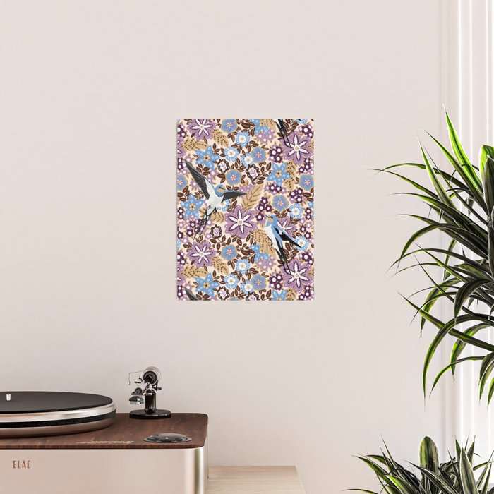 Vintage Floral Swallow Poster Gallery Image 2