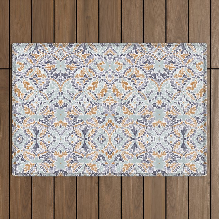 Artistic Floral Motif Medley Outdoor Rug Gallery Image 1