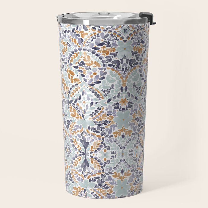 Artistic Floral Motif Medley Travel Mug Gallery Image 2