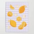 Lemons on Lilac Purple Gingham Poster Gallery Image 4