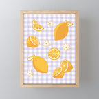 Lemons on Lilac Purple Gingham Mini Art Print Gallery Image 1