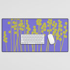 Hello Spring! Baby Green Retro Plants on Summer Purple Lilac #decor #society6 #buyart Desk Mat Gallery Image 1