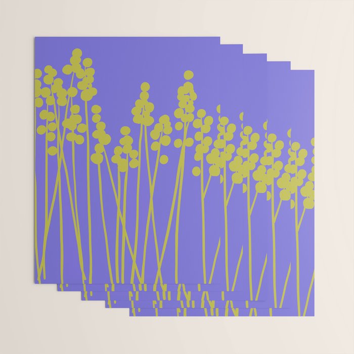 Hello Spring! Baby Green Retro Plants on Summer Purple Lilac #decor #society6 #buyart Wrapping Paper Gallery Image 3