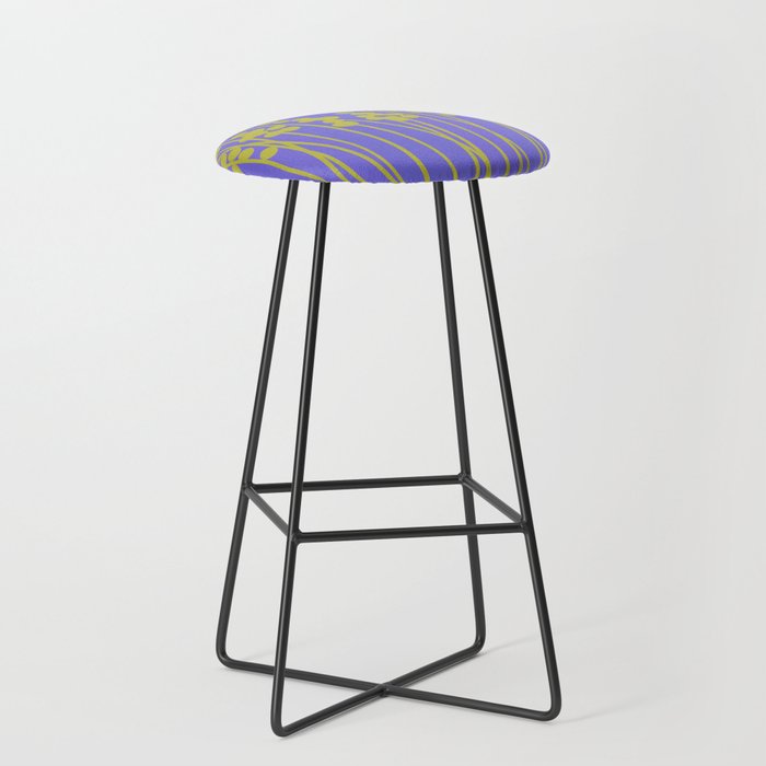 Hello Spring! Baby Green Retro Plants on Summer Purple Lilac #decor #society6 #buyart Stool Gallery Image 1