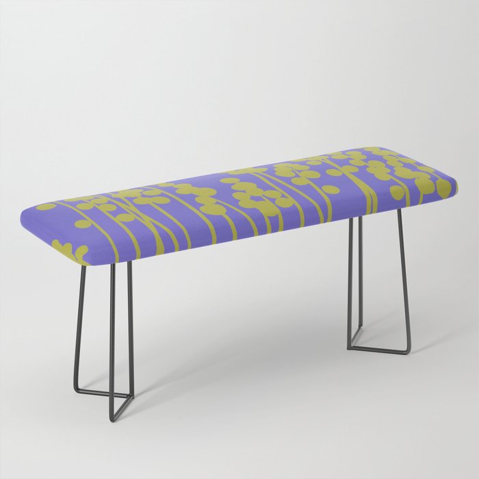 Hello Spring! Baby Green Retro Plants on Summer Purple Lilac #decor #society6 #buyart Bench Gallery Image 1