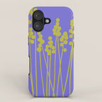 Hello Spring! Baby Green Retro Plants on Summer Purple Lilac #decor #society6 #buyart iPhone Case Gallery Image 1