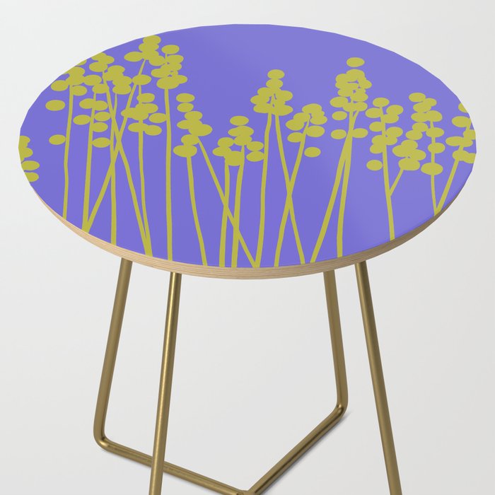 Hello Spring! Baby Green Retro Plants on Summer Purple Lilac #decor #society6 #buyart Side Table Gallery Image 2