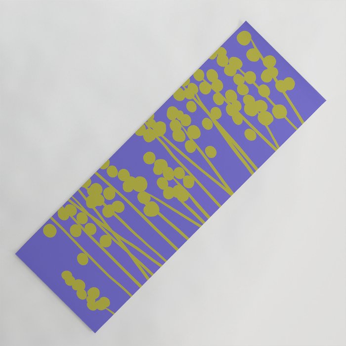 Hello Spring! Baby Green Retro Plants on Summer Purple Lilac #decor #society6 #buyart Yoga Mat