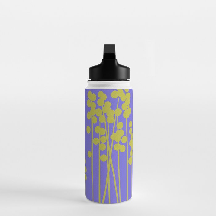 Hello Spring! Baby Green Retro Plants on Summer Purple Lilac #decor #society6 #buyart Water Bottle Gallery Image 3