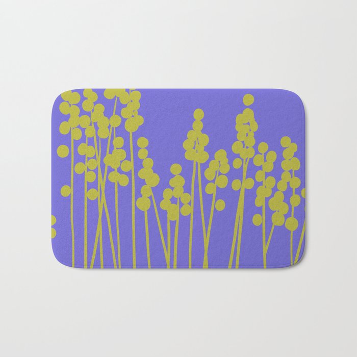 Hello Spring! Baby Green Retro Plants on Summer Purple Lilac #decor #society6 #buyart Bath Mat Gallery Image 1