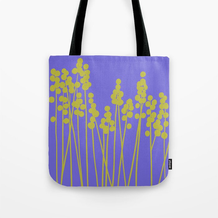 Hello Spring! Baby Green Retro Plants on Summer Purple Lilac #decor #society6 #buyart Tote Bag Gallery Image 1