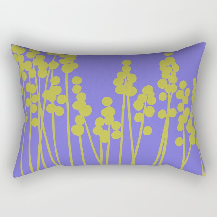 Hello Spring! Baby Green Retro Plants on Summer Purple Lilac #decor #society6 #buyart Rectangular Pillow Gallery Image 1