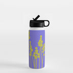 Hello Spring! Baby Green Retro Plants on Summer Purple Lilac #decor #society6 #buyart Water Bottle Gallery Image 1