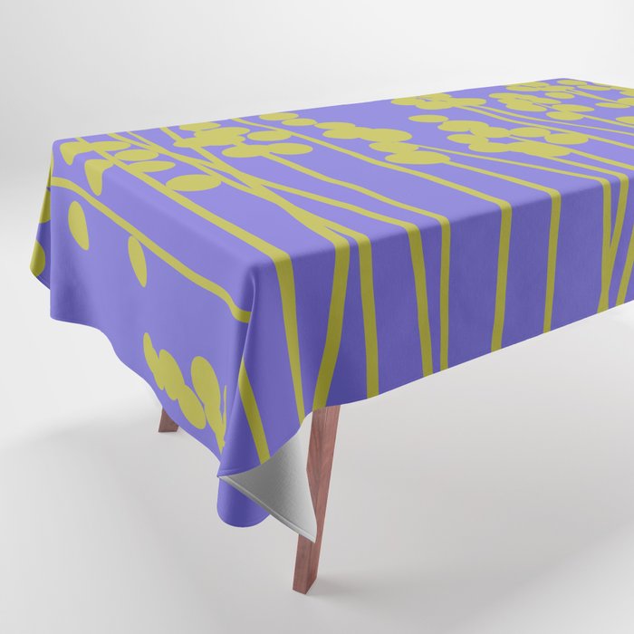 Hello Spring! Baby Green Retro Plants on Summer Purple Lilac #decor #society6 #buyart Tablecloth Gallery Image 1