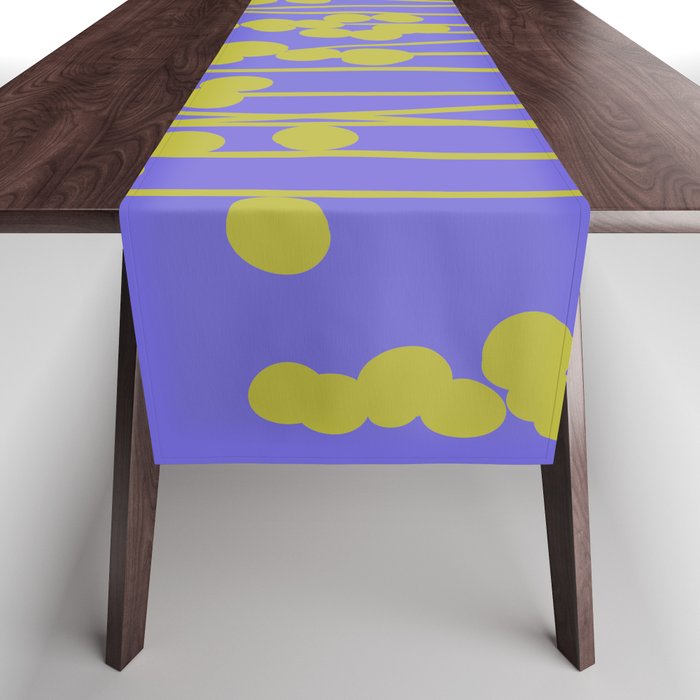 Hello Spring! Baby Green Retro Plants on Summer Purple Lilac #decor #society6 #buyart Table Runner Gallery Image 1
