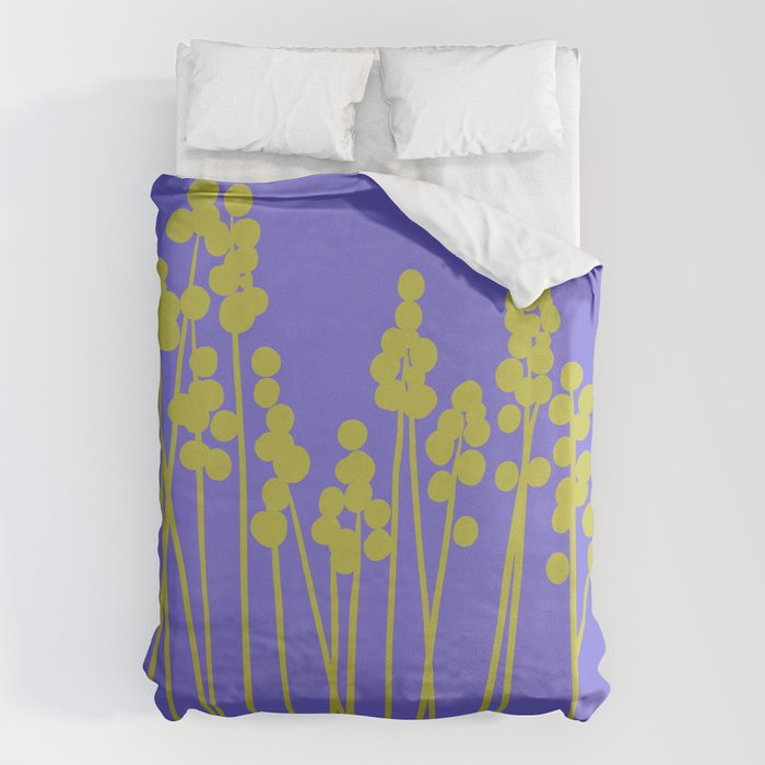 Hello Spring! Baby Green Retro Plants on Summer Purple Lilac #decor #society6 #buyart Duvet Cover Gallery Image 6