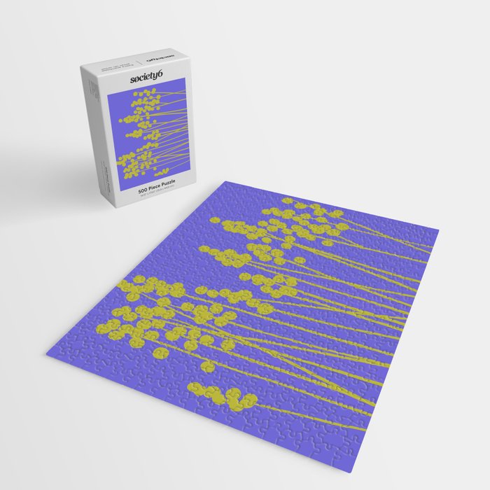 Hello Spring! Baby Green Retro Plants on Summer Purple Lilac #decor #society6 #buyart Jigsaw Puzzle Gallery Image 2