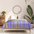Hello Spring! Baby Green Retro Plants on Summer Purple Lilac #decor #society6 #buyart Comforter Gallery Image 3