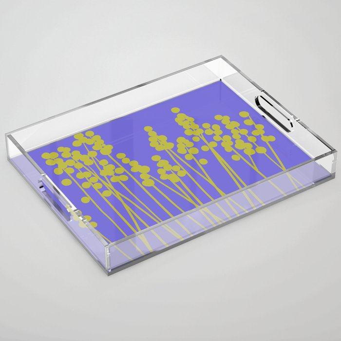 Hello Spring! Baby Green Retro Plants on Summer Purple Lilac #decor #society6 #buyart Acrylic Tray Gallery Image 1