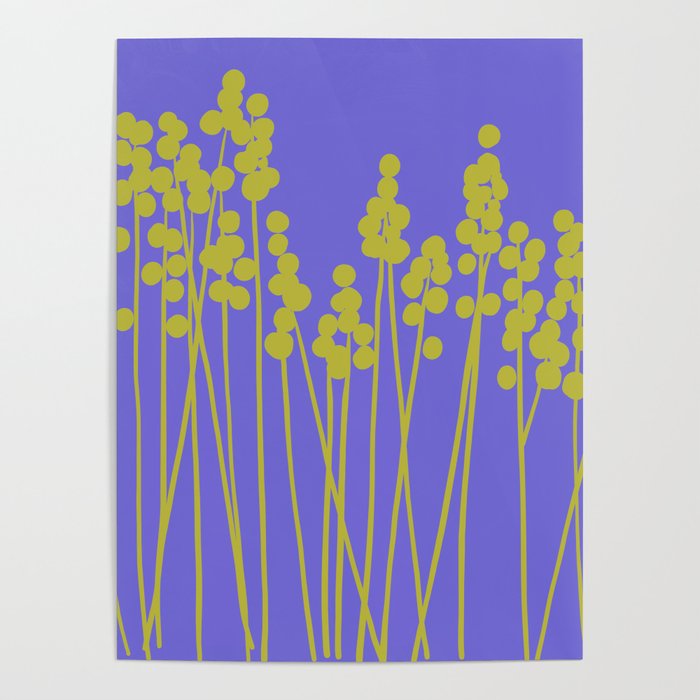 Hello Spring! Baby Green Retro Plants on Summer Purple Lilac #decor #society6 #buyart Poster Gallery Image 1