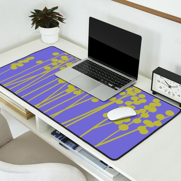 Hello Spring! Baby Green Retro Plants on Summer Purple Lilac #decor #society6 #buyart Desk Mat Gallery Image 2