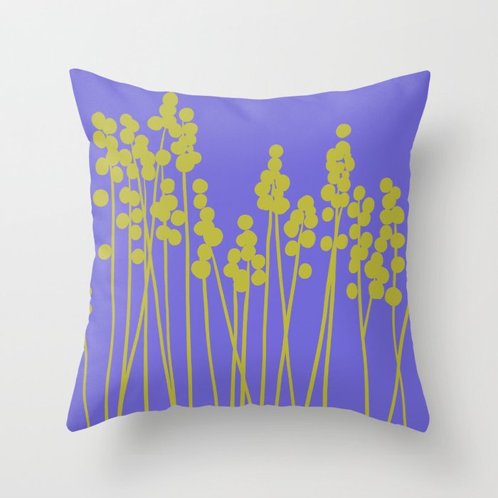 Hello Spring! Baby Green Retro Plants on Summer Purple Lilac #decor #society6 #buyart Throw Pillow Gallery Image 6