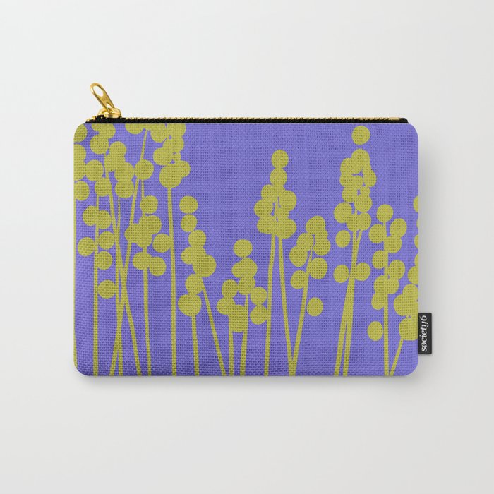 Hello Spring! Baby Green Retro Plants on Summer Purple Lilac #decor #society6 #buyart Carry All Pouch Gallery Image 1