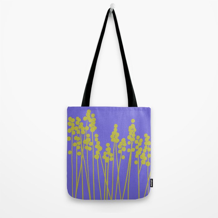 Hello Spring! Baby Green Retro Plants on Summer Purple Lilac #decor #society6 #buyart Tote Bag Gallery Image 2